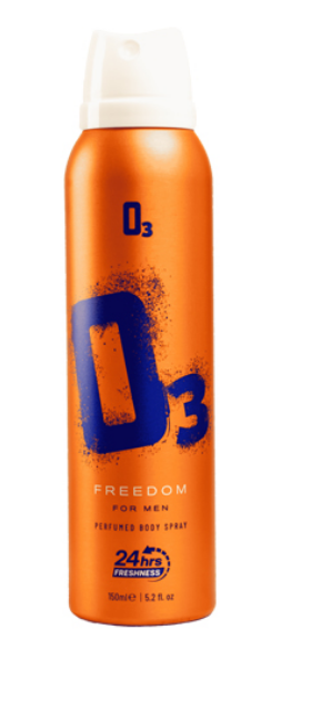 PERFUMES & COLOGNES, BODY SPRAY - O 3 BODY SPRAY FREEDOM FOR MEN 150ML